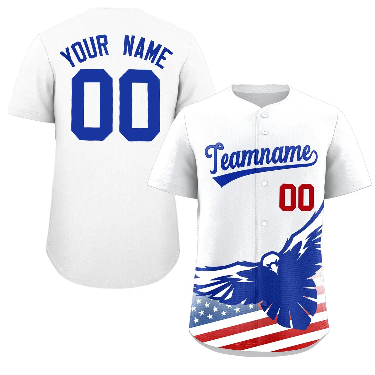 White American Flag Eagle Baseball Jersey