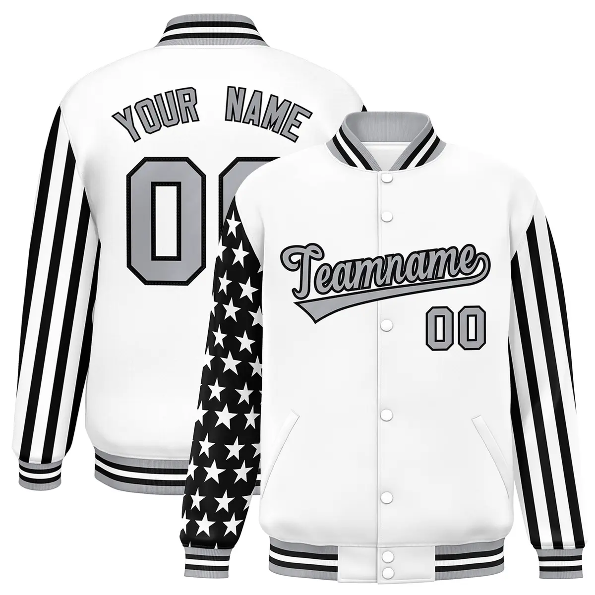 White American Flag Varsity Letterman Bomber Jacket