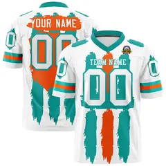 White Aqua and Orange Graffiti Flag Football Jersey 1