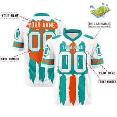 White Aqua and Orange Graffiti Flag Football Jersey 2