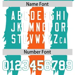White Aqua and Orange Graffiti Flag Football Jersey 4