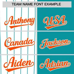 White Aqua and Orange Pinstripe Raglan Baseball Jersey 3