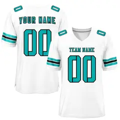 White Aqua-Black Mesh Football Jersey