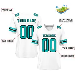 White Aqua-Black Mesh Football Jersey 2