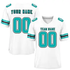 White Aqua-Black Mesh Football Jersey 1