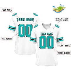 White Aqua-Black Mesh Football Jersey 2