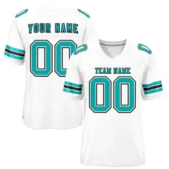 White Aqua-Black Mesh Football Jersey 1
