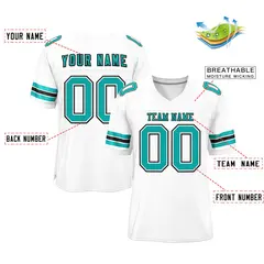 White Aqua-Black Mesh Football Jersey 2