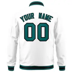 White Aqua-Black Varsity Full-Zip Letterman Bomber Jacket 4