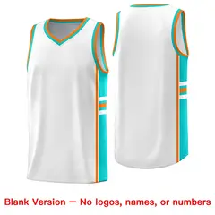 White Aqua Classic Color Block Varsity Basketball Jersey 6