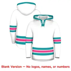 White Aqua Classic Lace-Up Neck Hockey Hoodie 7