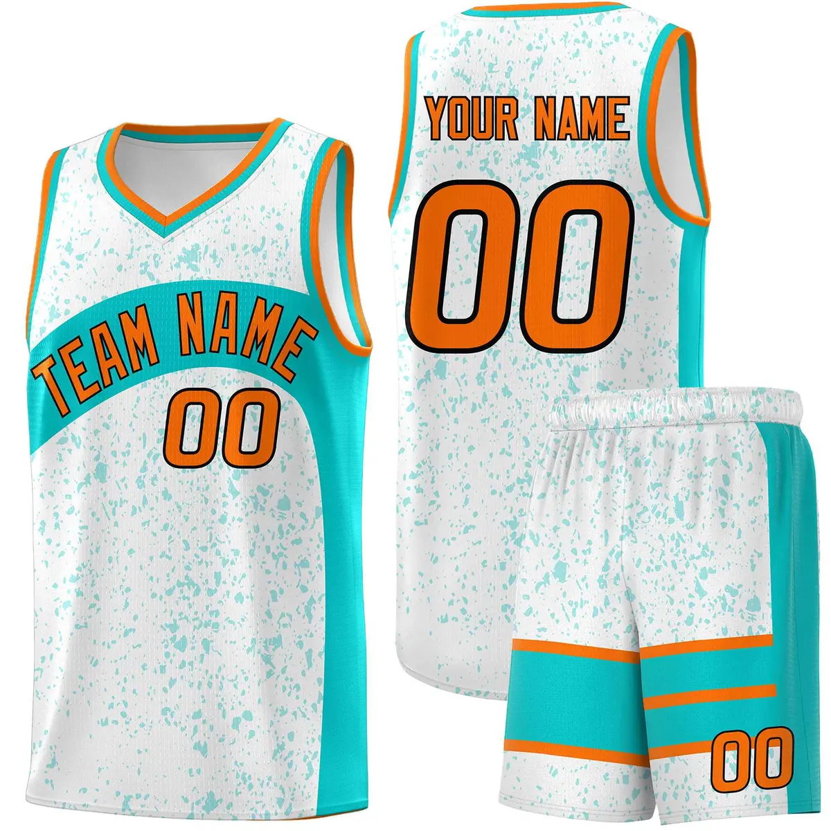 White Aqua Dot Graffiti Irregular Pattern Basketball Jersey