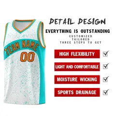 White Aqua Dot Graffiti Irregular Pattern Basketball Jersey 2