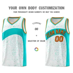 White Aqua Dot Graffiti Irregular Pattern Basketball Jersey 3