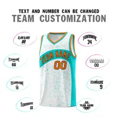 White Aqua Dot Graffiti Irregular Pattern Basketball Jersey 4