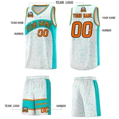 White Aqua Dot Graffiti Irregular Pattern Basketball Jersey 5