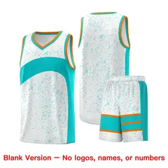 White Aqua Dot Graffiti Irregular Pattern Basketball Jersey 7