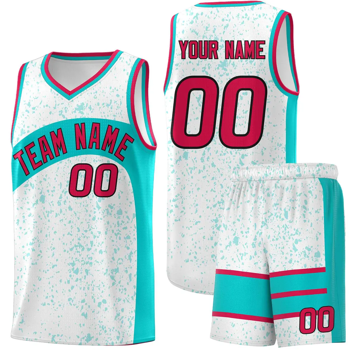 White Aqua Dot Graffiti Irregular Pattern Basketball Jersey
