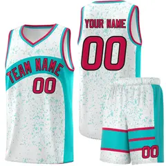 White Aqua Dot Graffiti Irregular Pattern Basketball Jersey 1