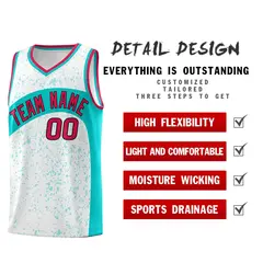 White Aqua Dot Graffiti Irregular Pattern Basketball Jersey 2
