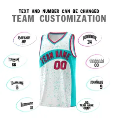 White Aqua Dot Graffiti Irregular Pattern Basketball Jersey 4