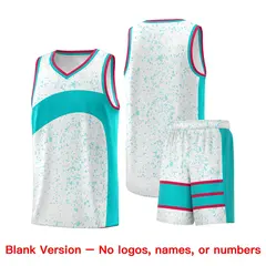 White Aqua Dot Graffiti Irregular Pattern Basketball Jersey 7