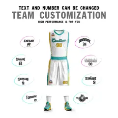 White Aqua-Gold Classic Sets Basketball Jersey 4