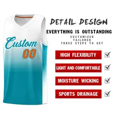 White Aqua Gradient Fashion Sports Uniform Basketball Jersey 2
