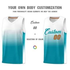 White Aqua Gradient Fashion Sports Uniform Basketball Jersey 3