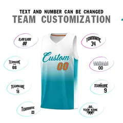 White Aqua Gradient Fashion Sports Uniform Basketball Jersey 4