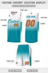 White Aqua Gradient Fashion Sports Uniform Basketball Jersey 5