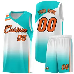 White Aqua Gradient Fashion Sports Uniform Basketball Jersey 1
