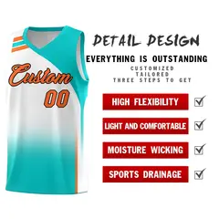 White Aqua Gradient Fashion Sports Uniform Basketball Jersey 2