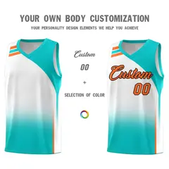 White Aqua Gradient Fashion Sports Uniform Basketball Jersey 3