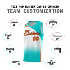 White Aqua Gradient Fashion Sports Uniform Basketball Jersey 4
