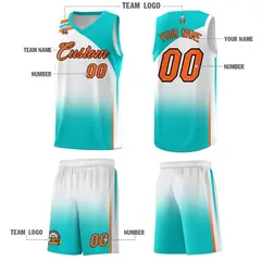 White Aqua Gradient Fashion Sports Uniform Basketball Jersey 5
