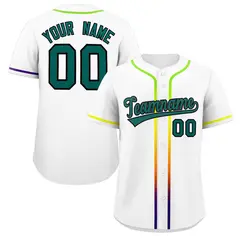 White Aqua Gradient Ribbed Authentic Baseball Jersey