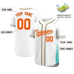 White Aqua Gradient Side Authentic Baseball Jersey 2