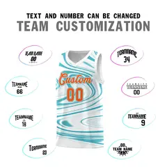 White Aqua Graffiti Fluids Style Basketball Jersey Sets 4