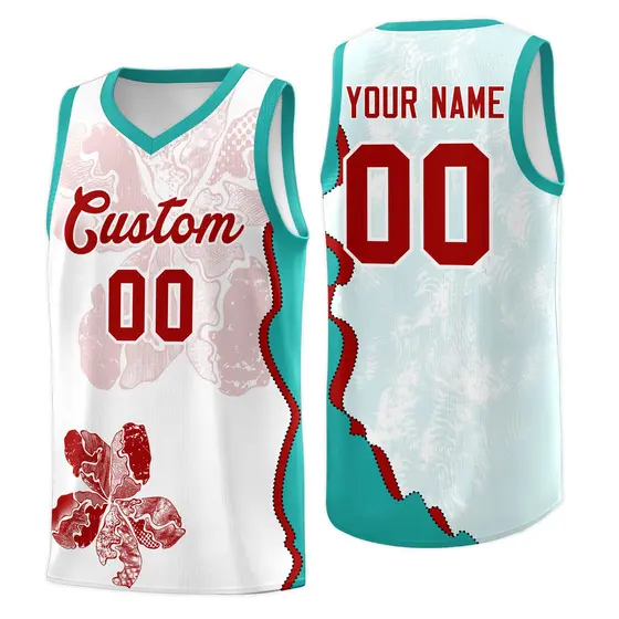 White Aqua Illusion Flower Graffiti Basketball Jersey