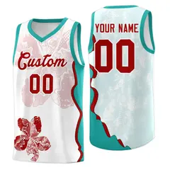 White Aqua Illusion Flower Graffiti Basketball Jersey 1