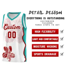 White Aqua Illusion Flower Graffiti Basketball Jersey 2