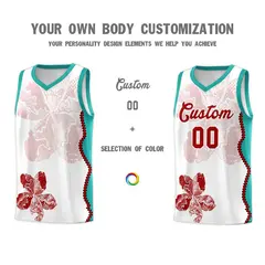 White Aqua Illusion Flower Graffiti Basketball Jersey 3