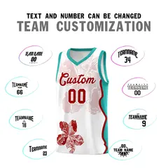 White Aqua Illusion Flower Graffiti Basketball Jersey 4