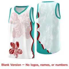 White Aqua Illusion Flower Graffiti Basketball Jersey 7