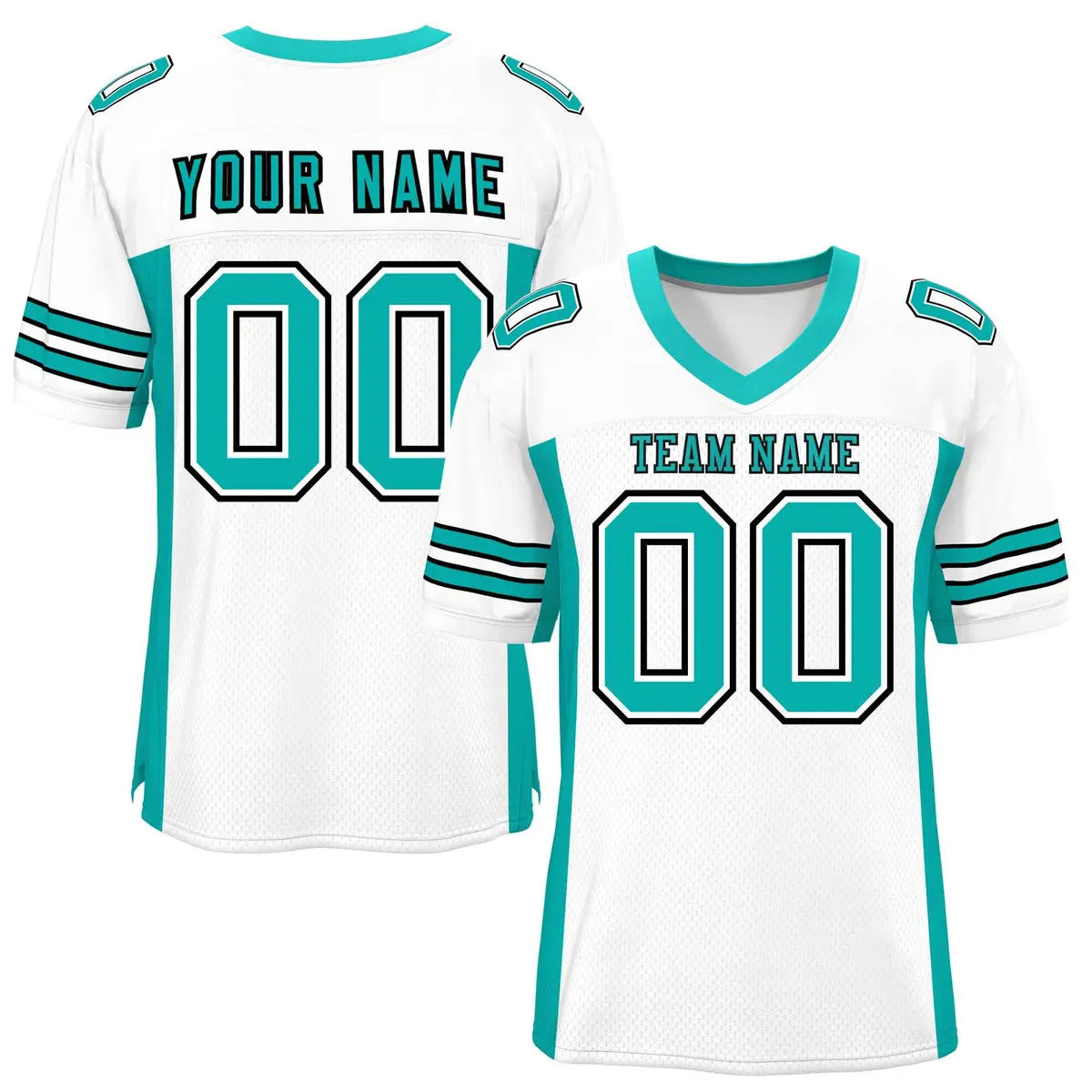 White Aqua Insert Color Mesh Authentic Football Jersey
