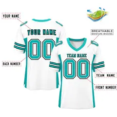 White Aqua Insert Color Mesh Authentic Football Jersey 2