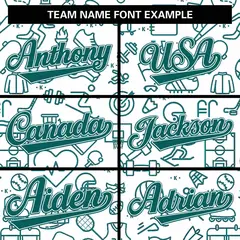 White Aqua Line Graffiti Pattern Varsity Raglan Letterman Jacket 5