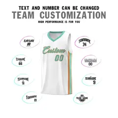 White Aqua-Old Gold Classic Basketball Jersey Set 4