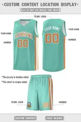 White Aqua-Old Gold Double Side Men Basketball Jersey 4